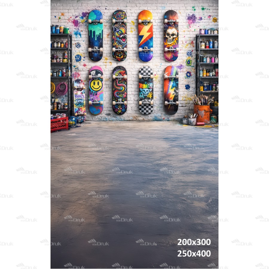 Tło fotograficzne „Ściana Deskorolek Street Art” | 3923